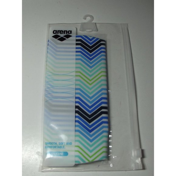 Swim Cap Adult Fit ARENA Silicone Print Blue Black Green swimming mens women - Picture 3 of 6